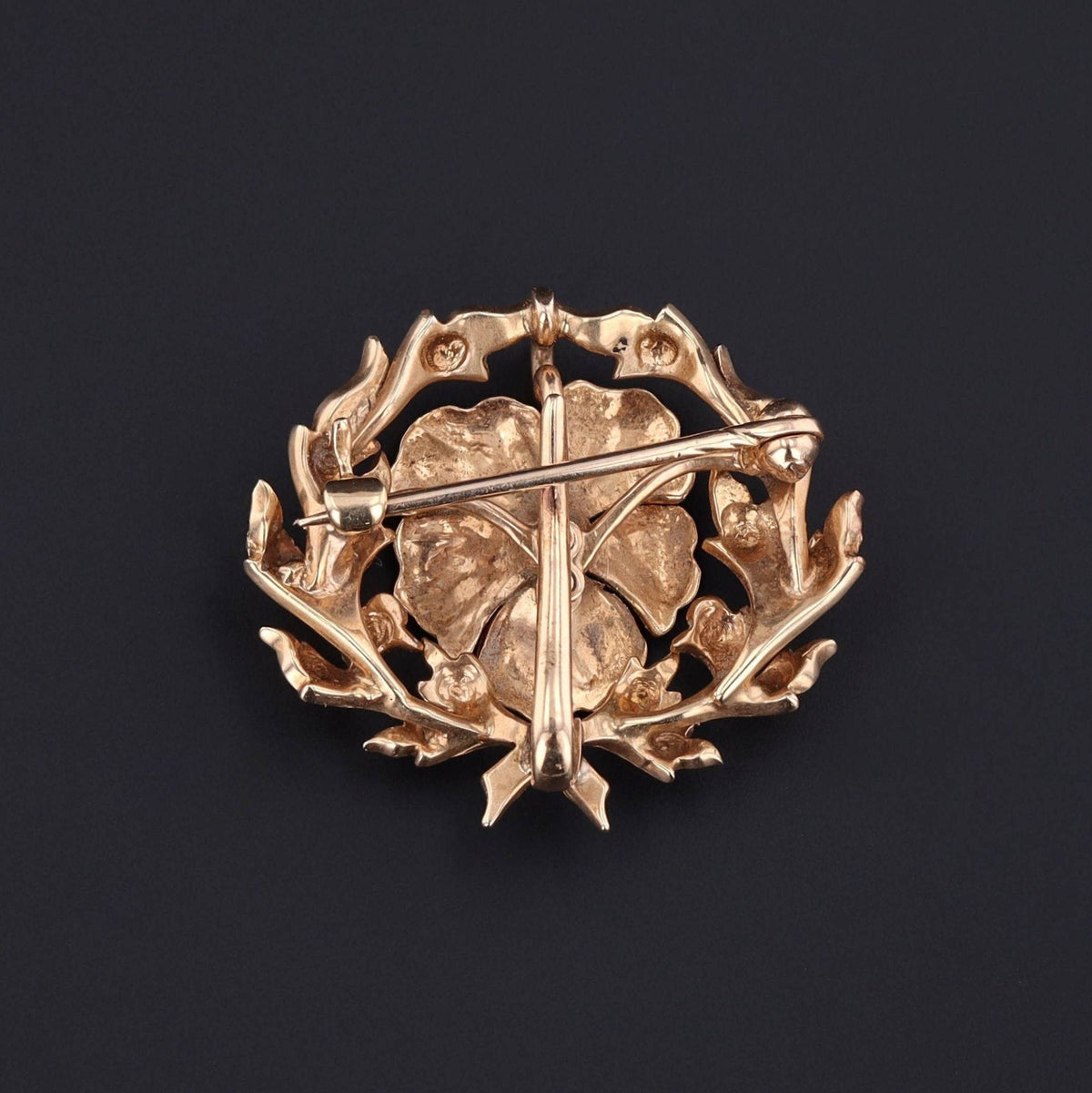 Art Nouveau Pansy Brooch of 14k Gold - Trademark Antiques