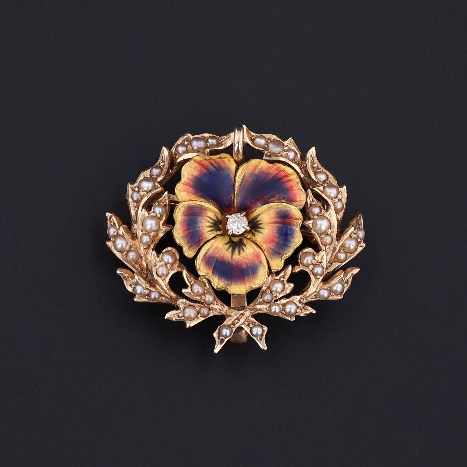 Art Nouveau Pansy Brooch of 14k Gold - Trademark Antiques