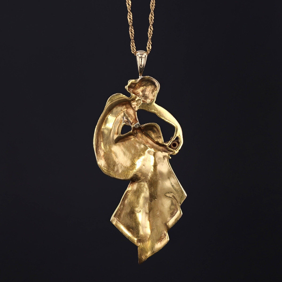 Art Nouveau Style Pendant | Woman with Garnet Pendant - Trademark Antiques