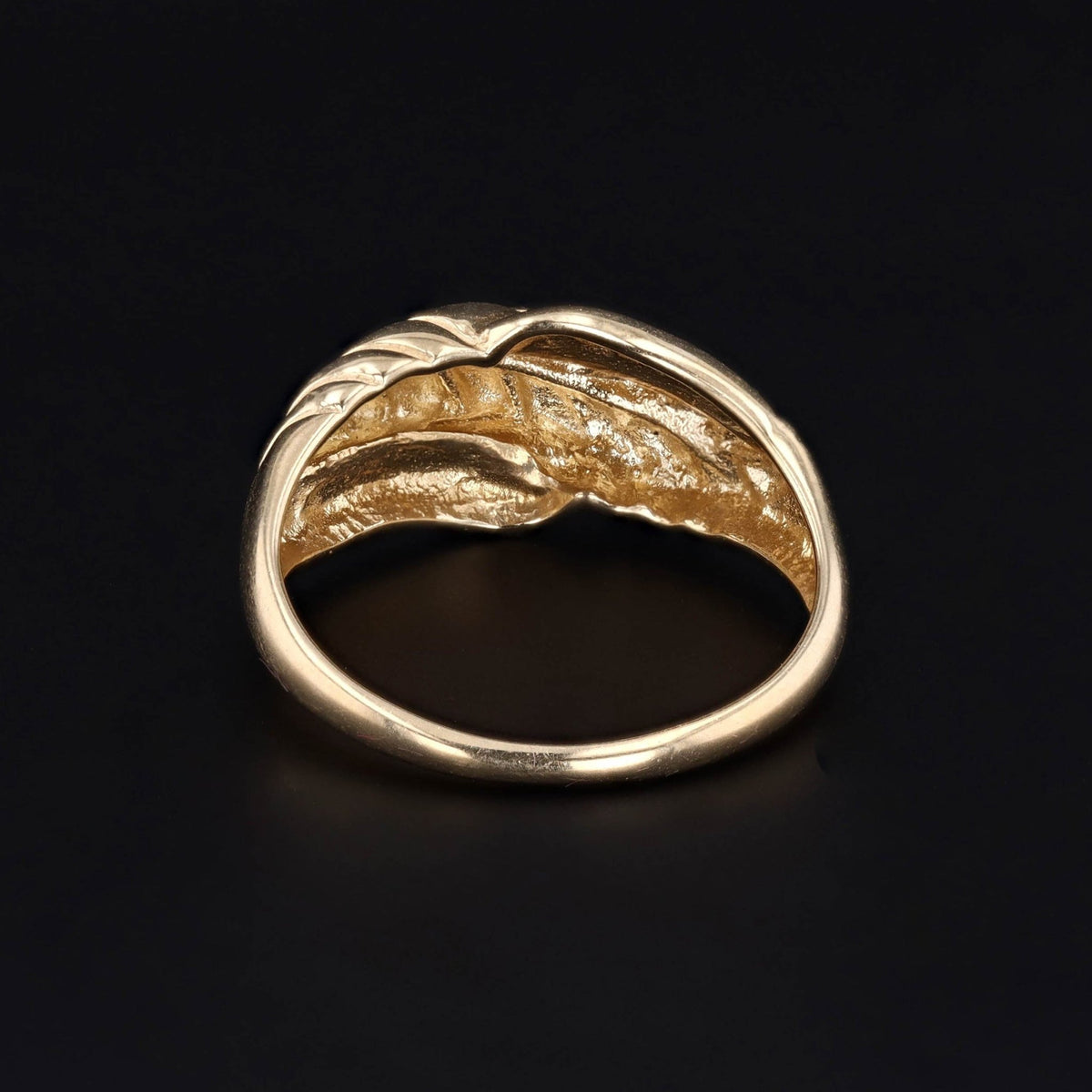 Asymmetircal Feather Braided Band Ring of 14k Gold - Trademark Antiques