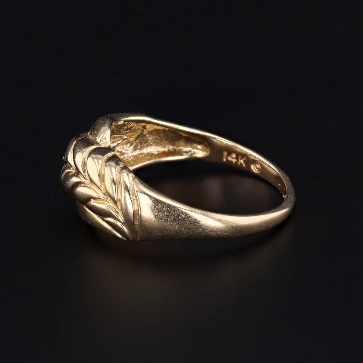 Asymmetircal Feather Braided Band Ring of 14k Gold - Trademark Antiques