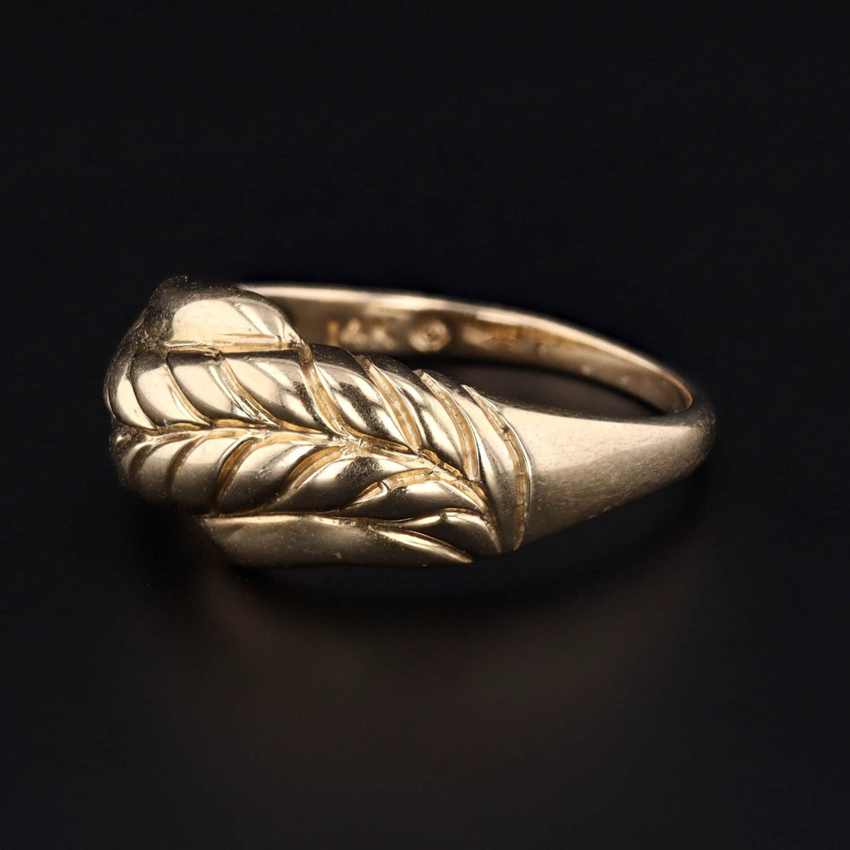 Asymmetircal Feather Braided Band Ring of 14k Gold - Trademark Antiques