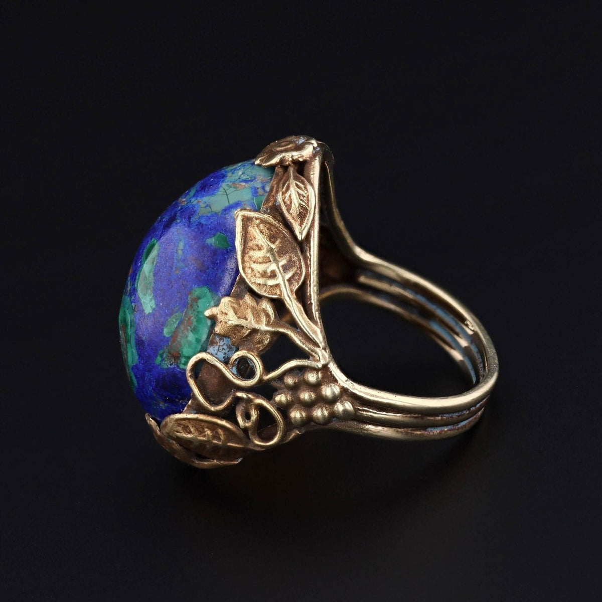 Azurite Malachite Ring | 14k Gold Ring - Trademark Antiques