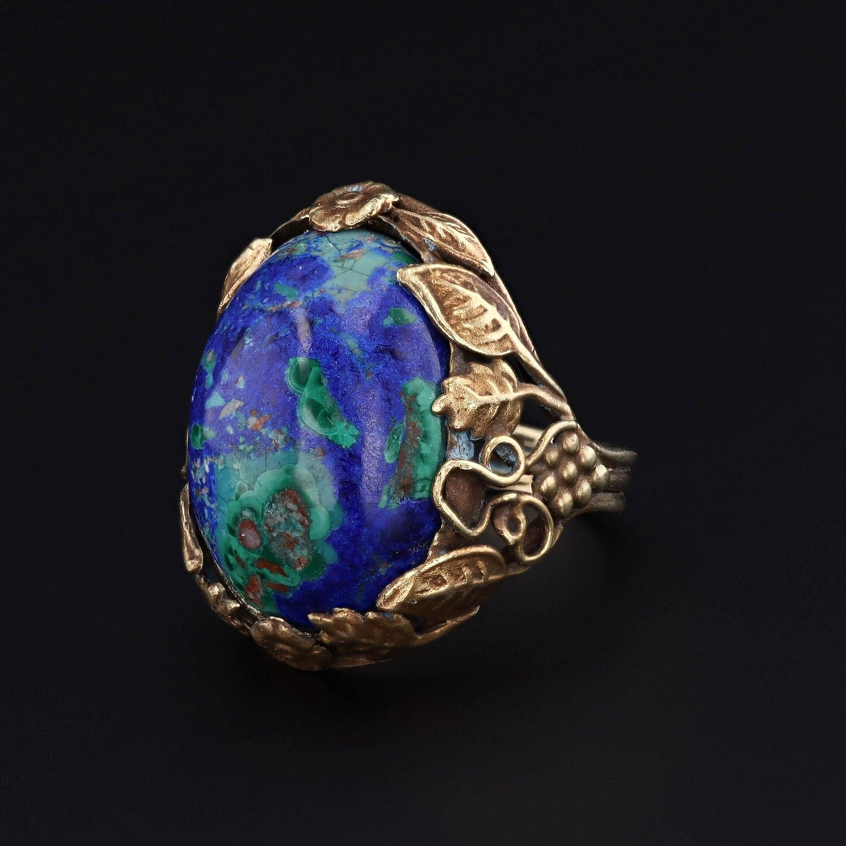 Azurite Malachite Ring | 14k Gold Ring - Trademark Antiques