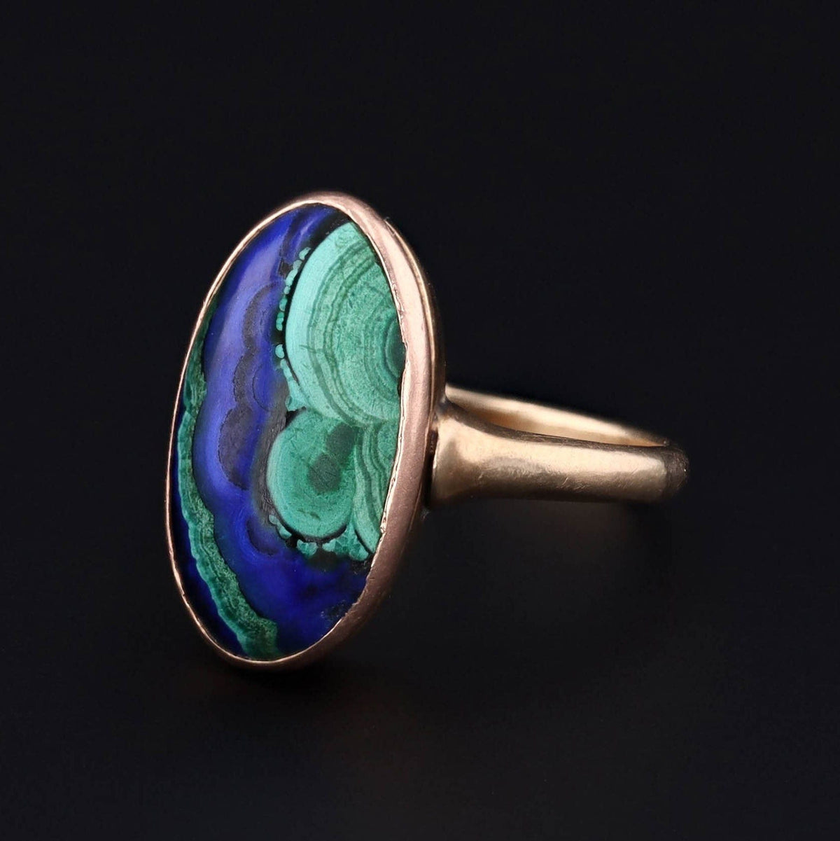 Azurite Malachite Ring | 14k Gold Ring - Trademark Antiques