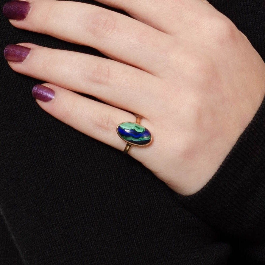 Azurite Malachite Ring | 14k Gold Ring - Trademark Antiques