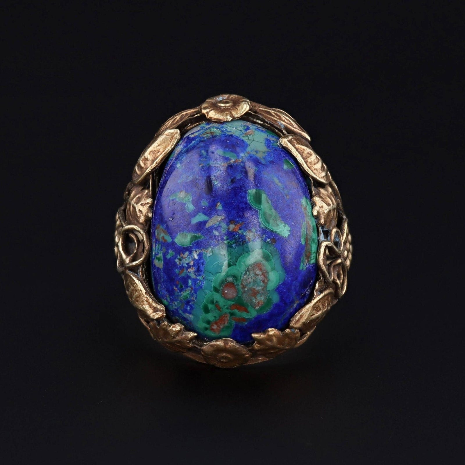 Azurite Malachite Ring | 14k Gold Ring - Trademark Antiques