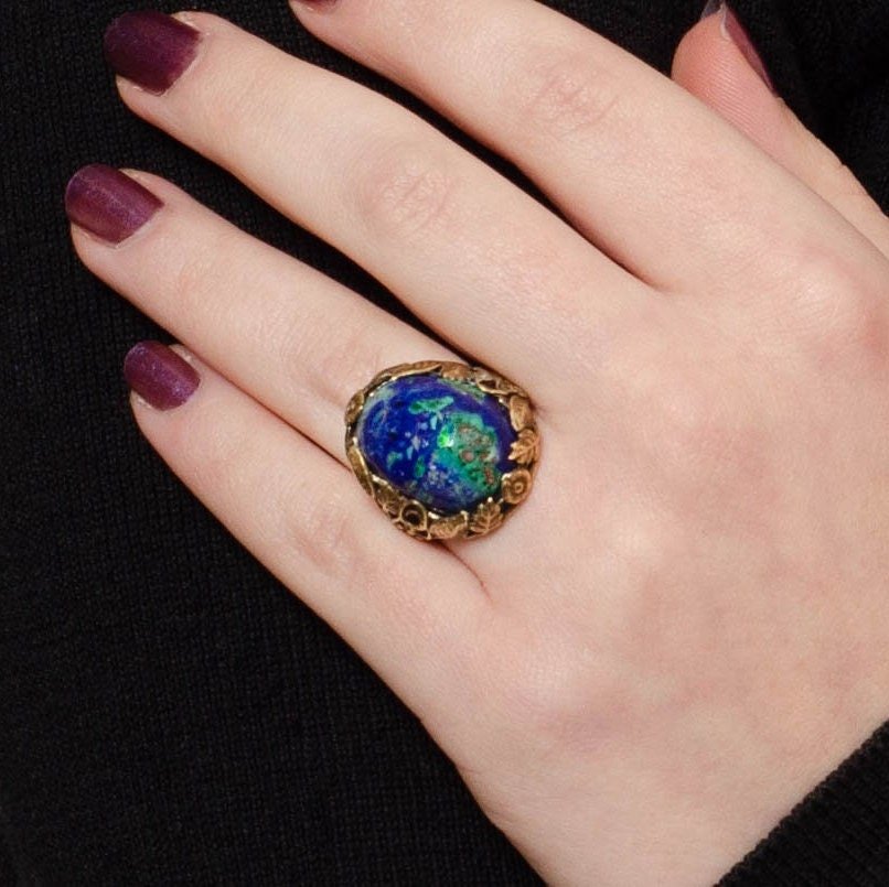Azurite Malachite Ring | 14k Gold Ring - Trademark Antiques