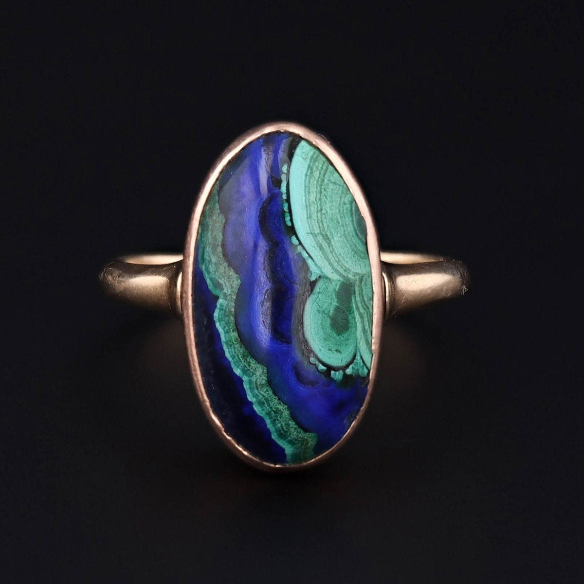 Azurite Malachite Ring | 14k Gold Ring - Trademark Antiques
