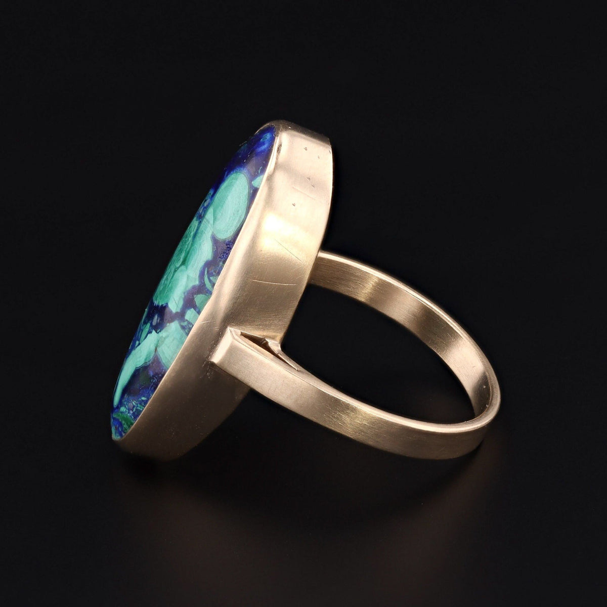 Azurite Malachite Statement Ring | 14k Gold Ring - Trademark Antiques