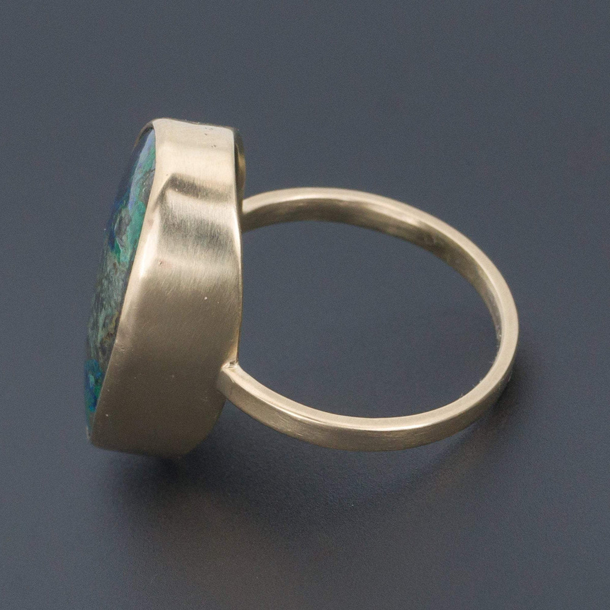 Azurite Malachite Statement Ring | 14k Gold Ring - Trademark Antiques