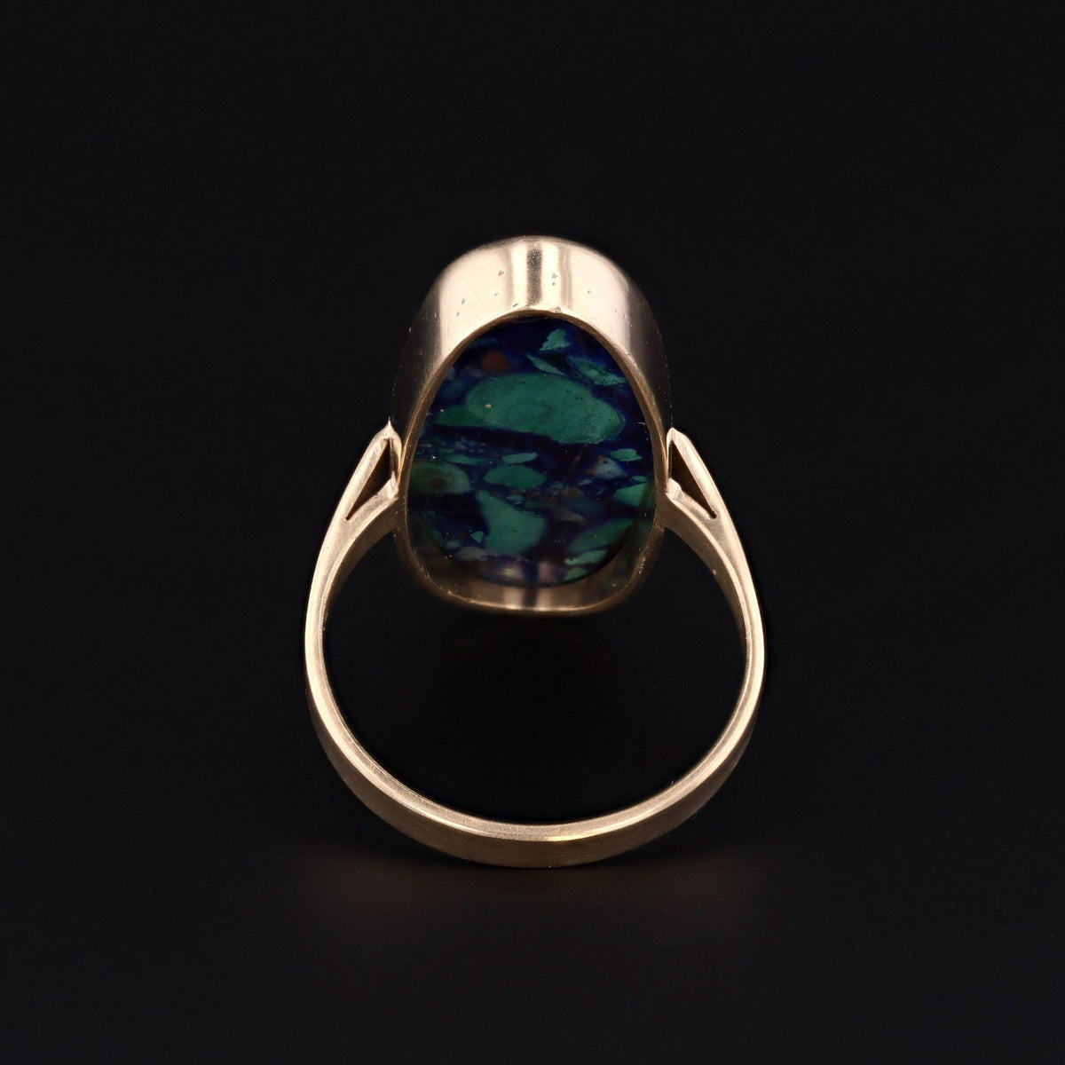 Azurite Malachite Statement Ring | 14k Gold Ring - Trademark Antiques