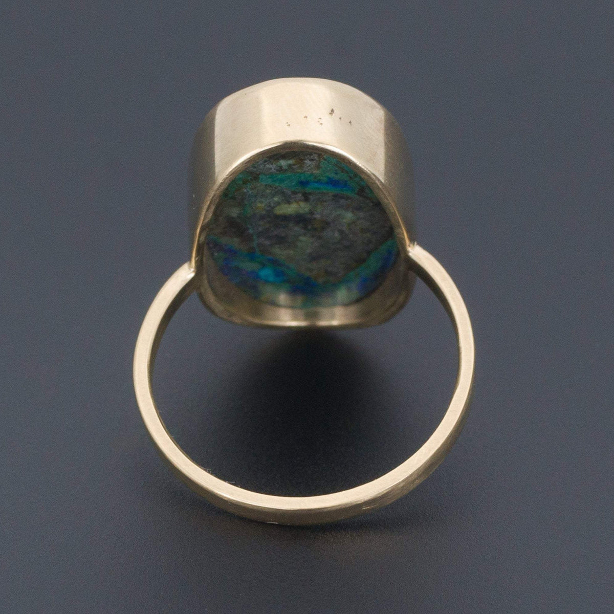 Azurite Malachite Statement Ring | 14k Gold Ring - Trademark Antiques