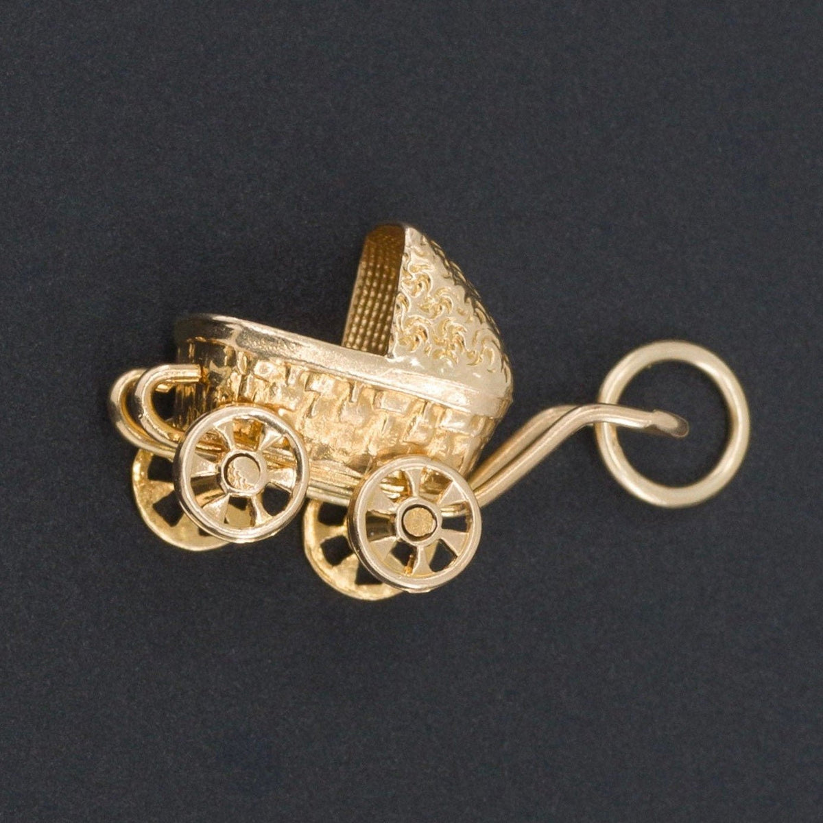 Baby Carriage Charm | 14k Gold Baby Stroller Charm - Trademark Antiques