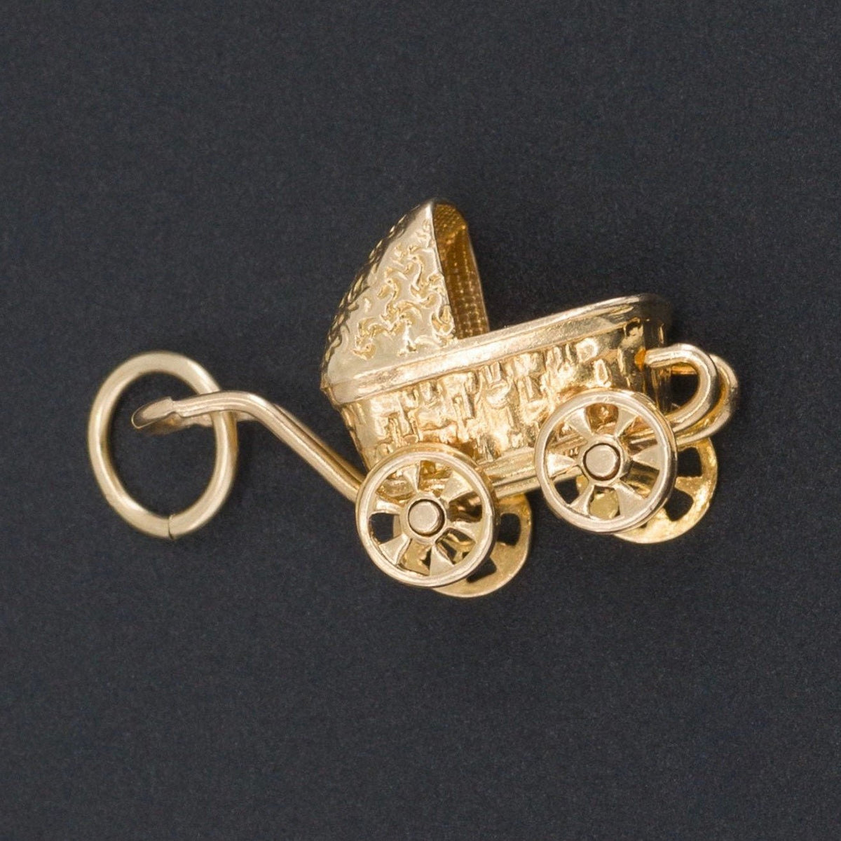 Baby Carriage Charm | 14k Gold Baby Stroller Charm - Trademark Antiques