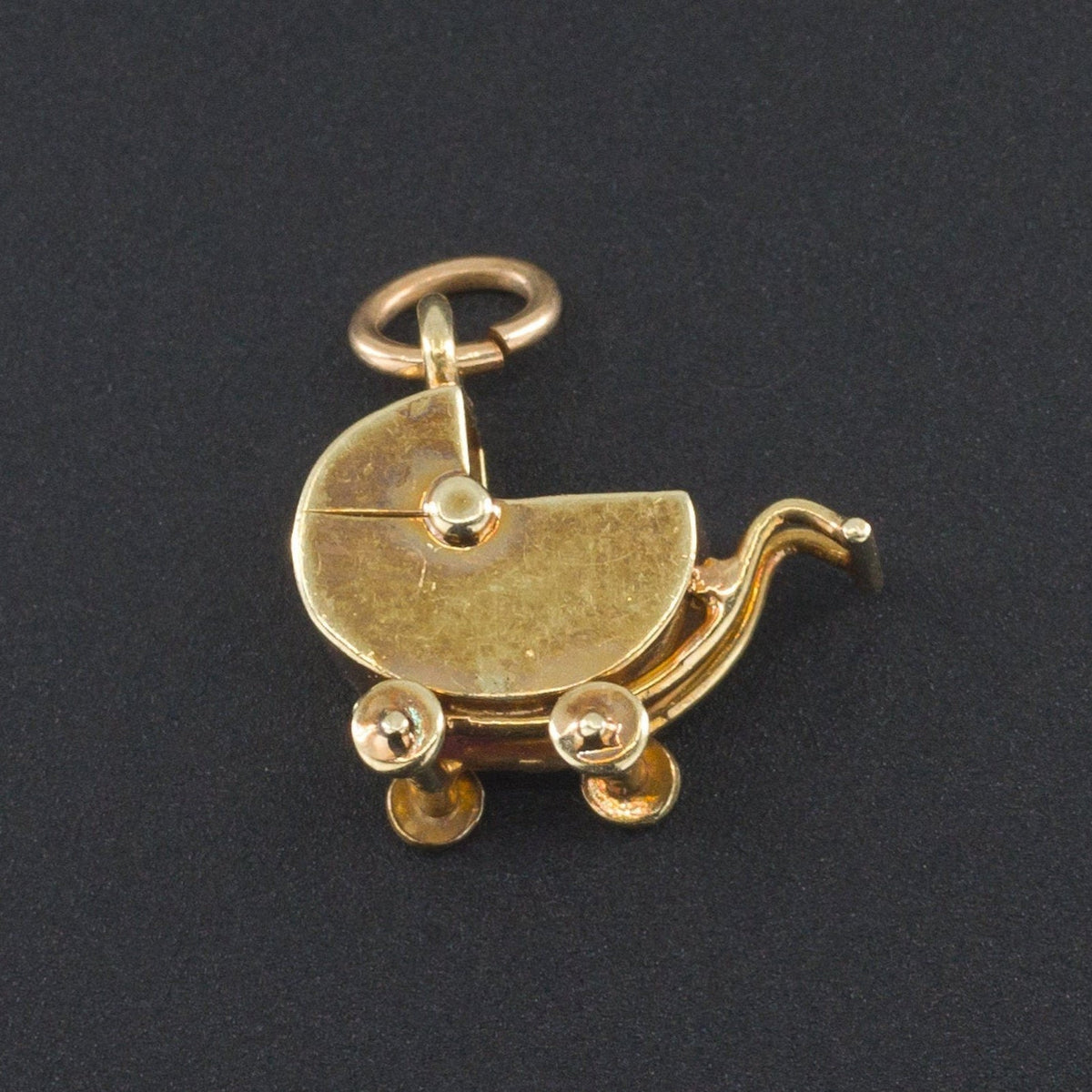 Baby Carriage Charm | 14k Gold Baby Stroller Charm - Trademark Antiques