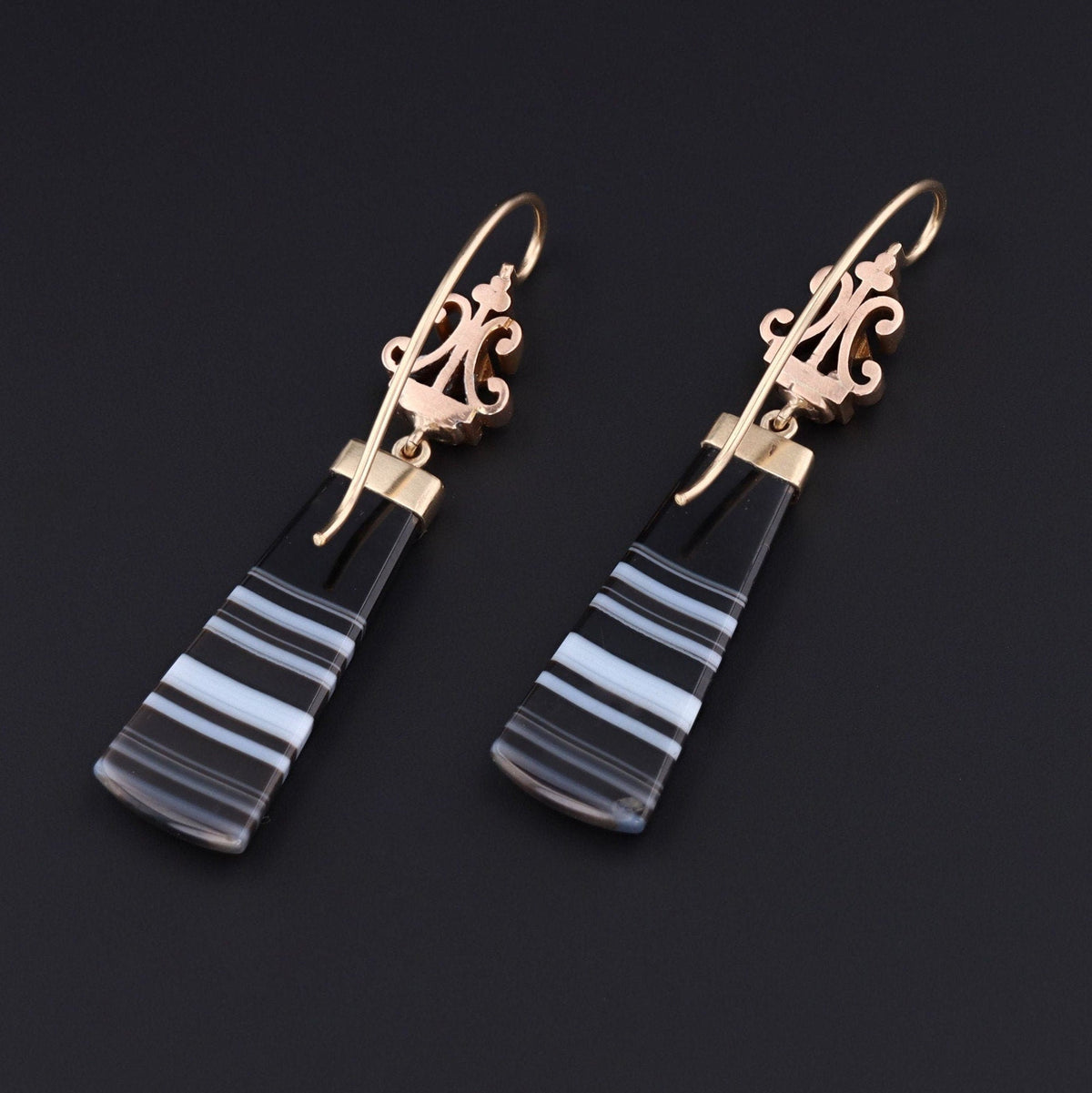 Banded Agate Earrings | Banded Agate &amp; Turquoise Earrings - Trademark Antiques