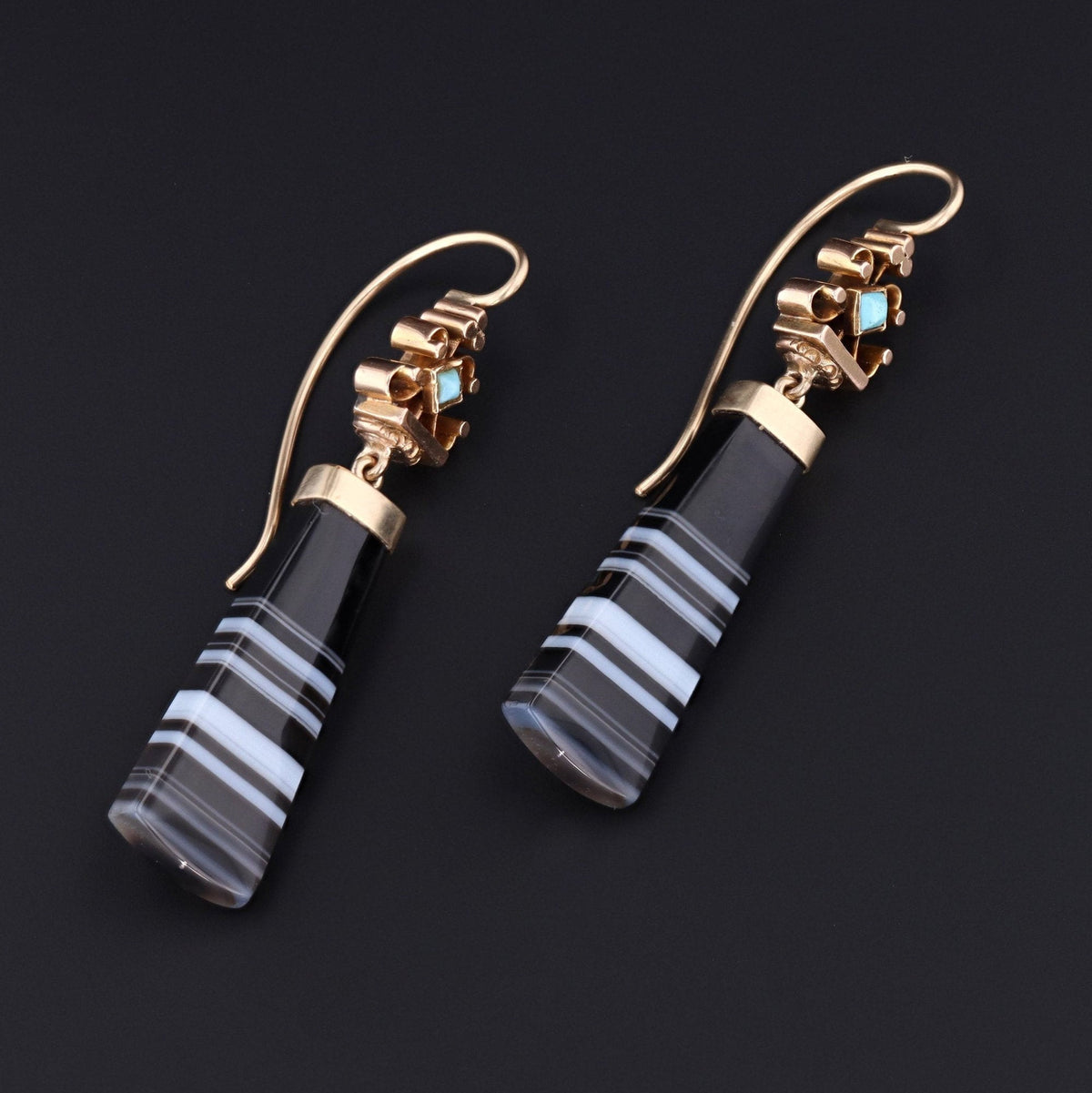 Banded Agate Earrings | Banded Agate &amp; Turquoise Earrings - Trademark Antiques