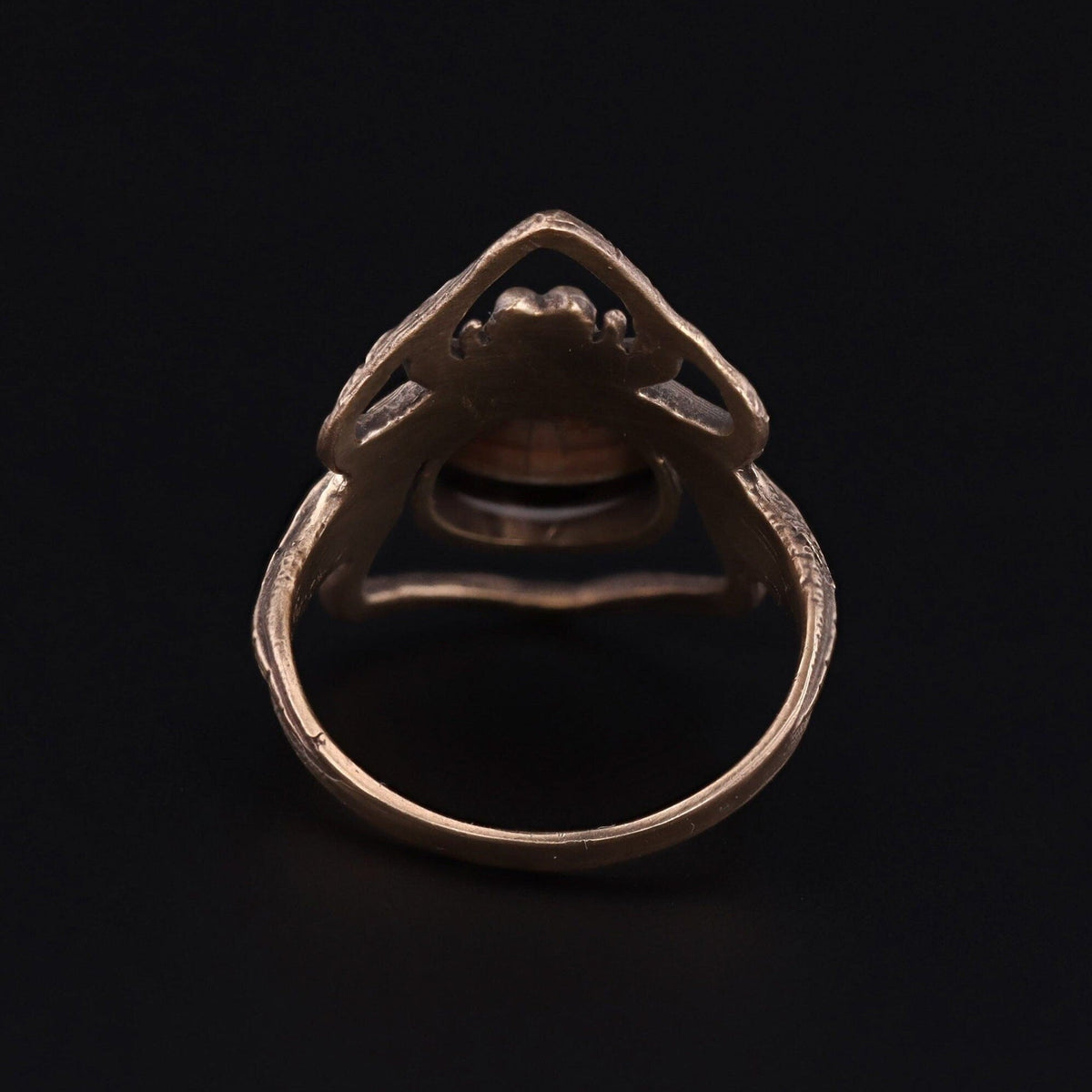 Banded Agate Spider Ring of 14k Gold Antique Reproduction - Trademark Antiques