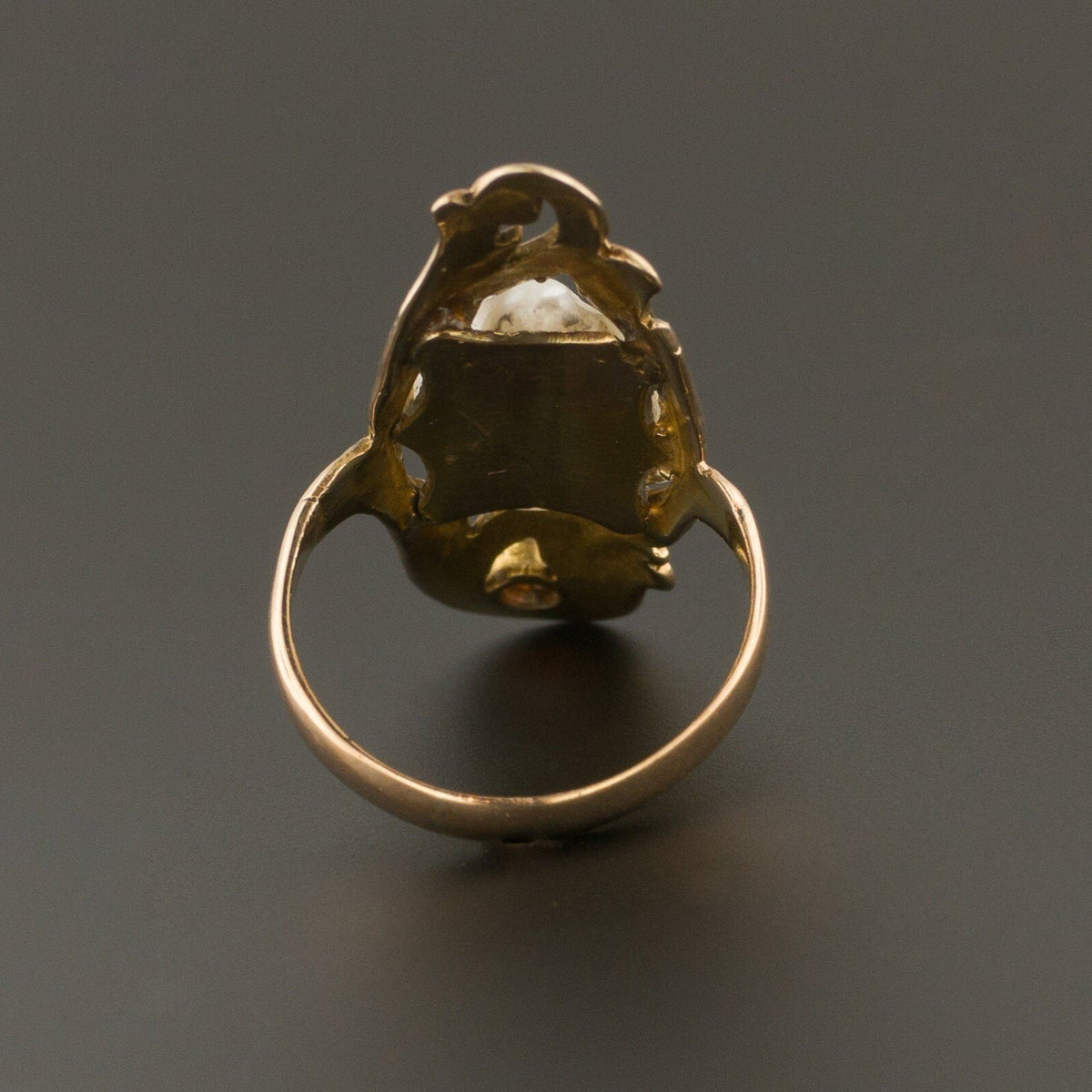 Baroque Pearl &amp; Garnet Ring | 10k Gold Ring - Trademark Antiques