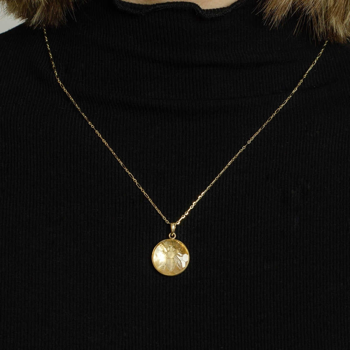 Bee Pendant | Citrine Intaglio Pendant - Trademark Antiques