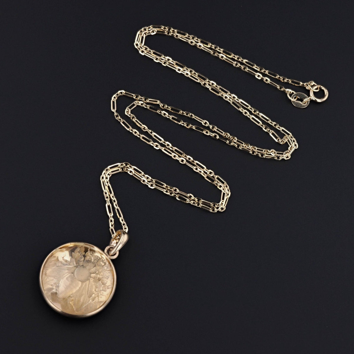 Bee Pendant | Citrine Intaglio Pendant - Trademark Antiques