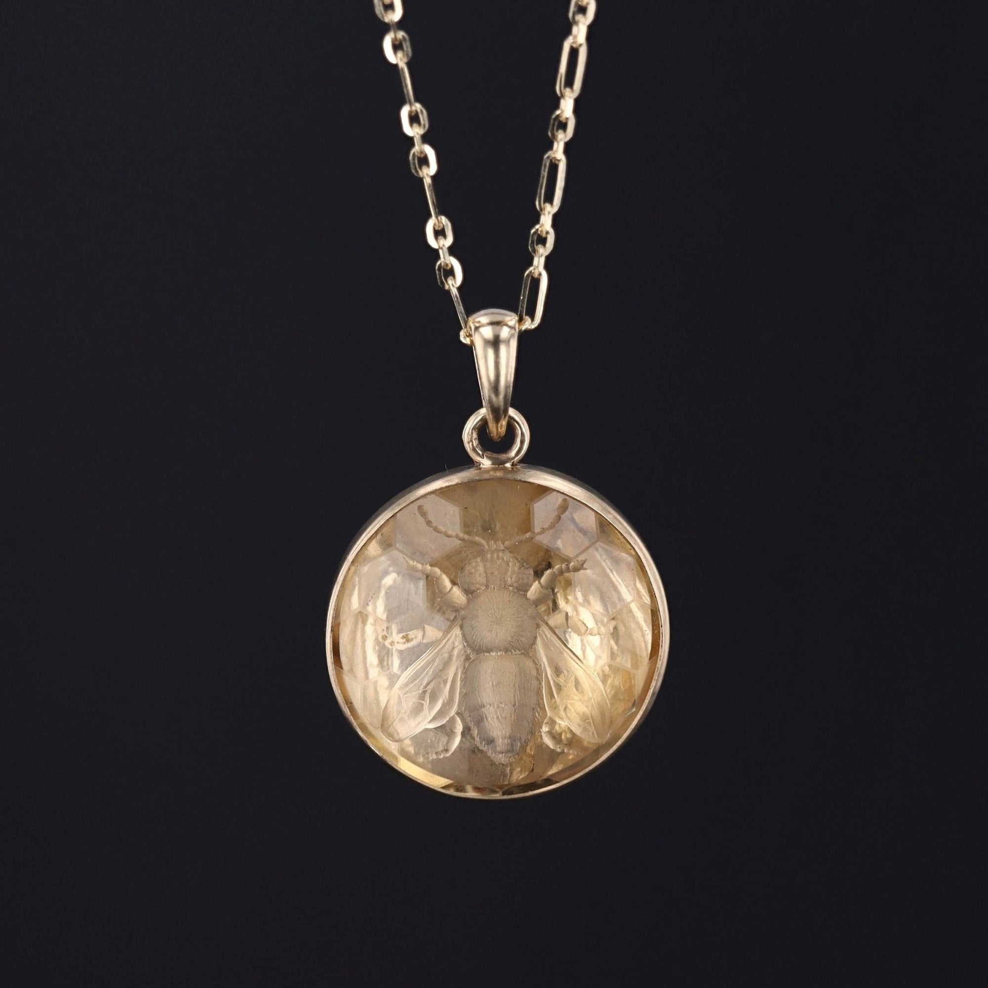 Bee Pendant | Citrine Intaglio Pendant - Trademark Antiques
