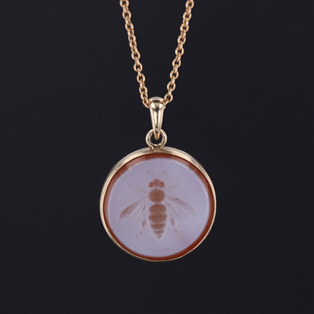 Bee Pendant | Sardonyx Intaglio Pendant - Trademark Antiques