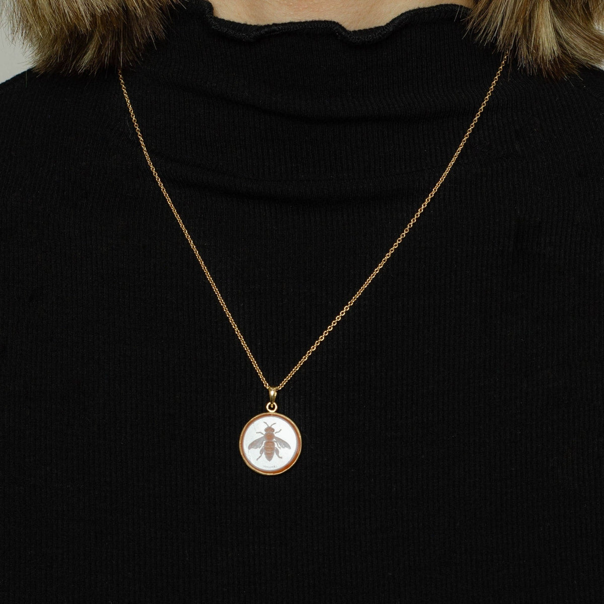 Bee Pendant | Sardonyx Intaglio Pendant - Trademark Antiques