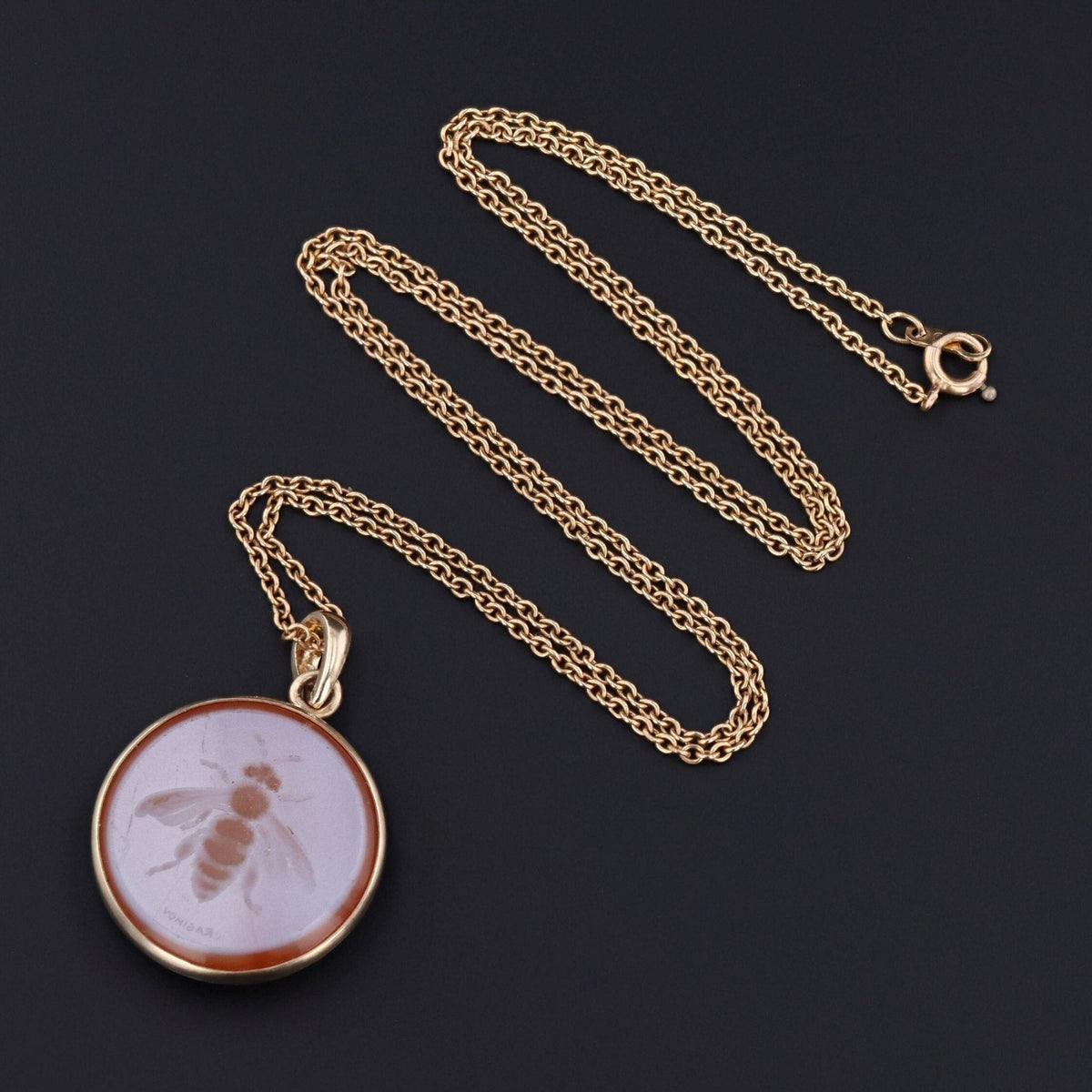 Bee Pendant | Sardonyx Intaglio Pendant - Trademark Antiques