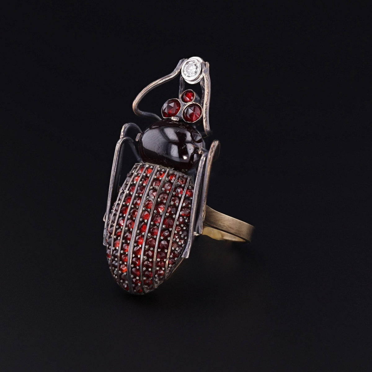 Beetle Ring | Antique Garnet Bug Ring - Trademark Antiques