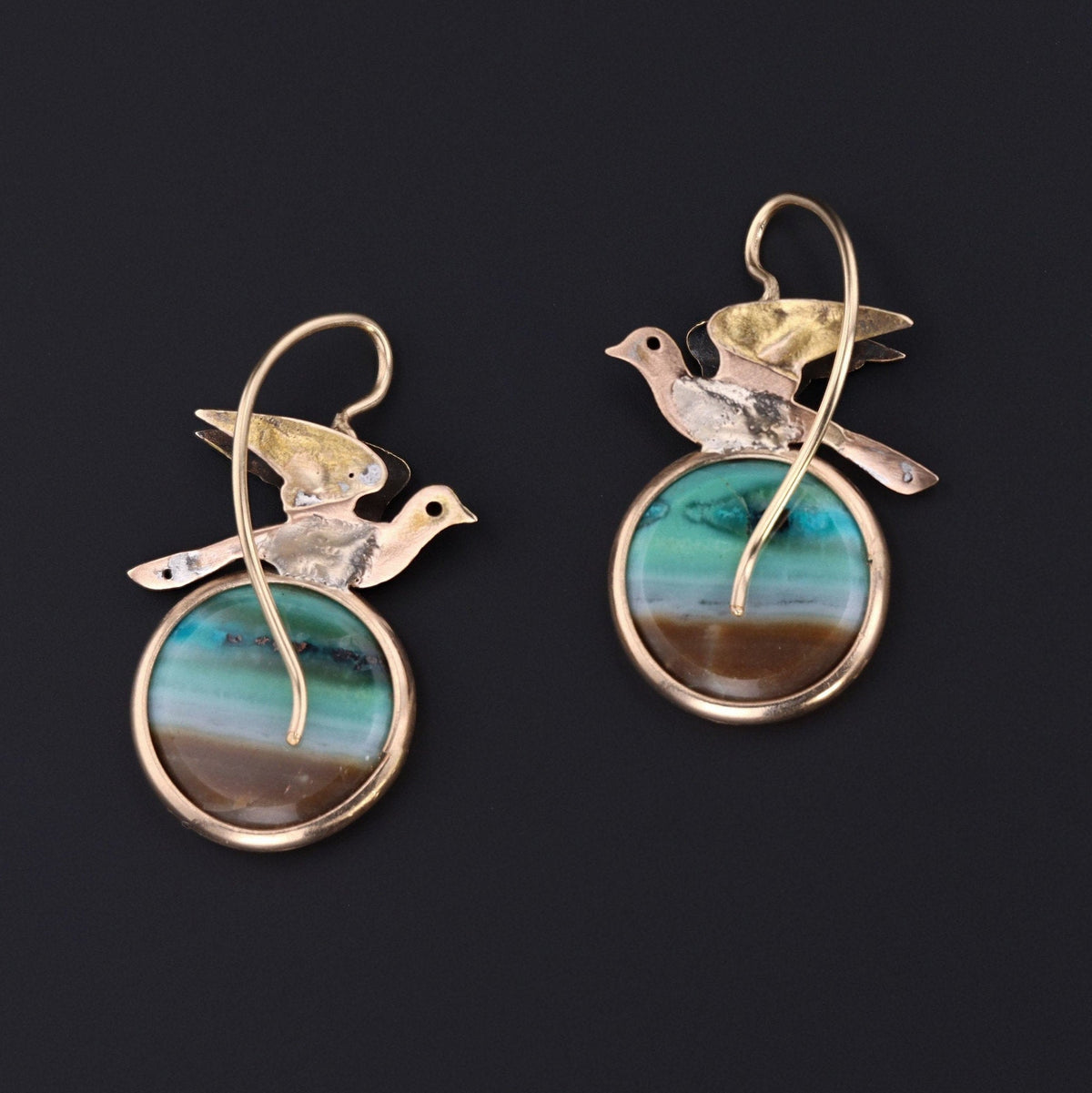 Bird Earrings | Opalized Wood Dangle Earrings - Trademark Antiques