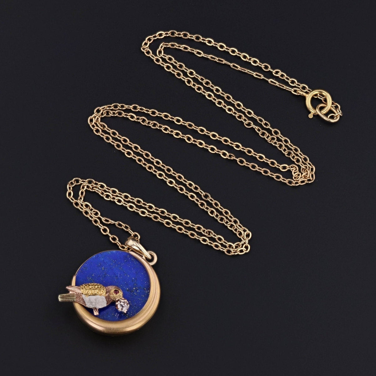 Bird Pendant | Bird on Crescent Pendant - Trademark Antiques