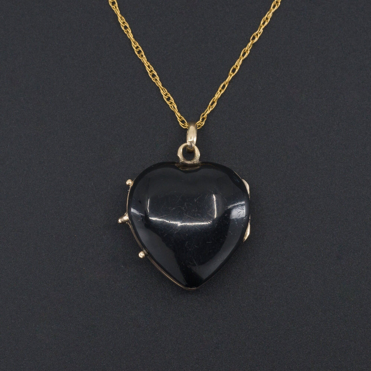 Black Enamel Heart Locket | Antique Locket - Trademark Antiques