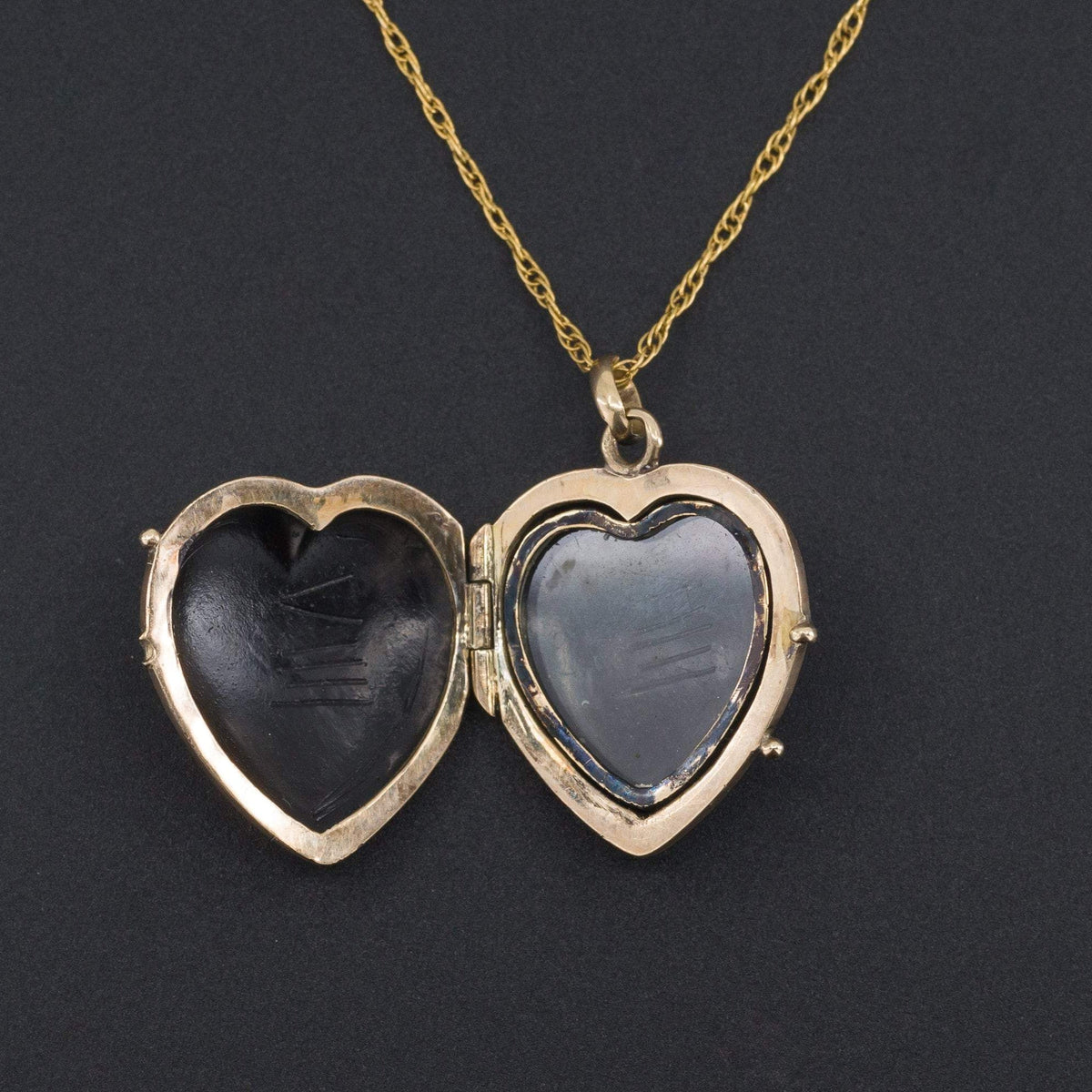 Black Enamel Heart Locket | Antique Locket - Trademark Antiques