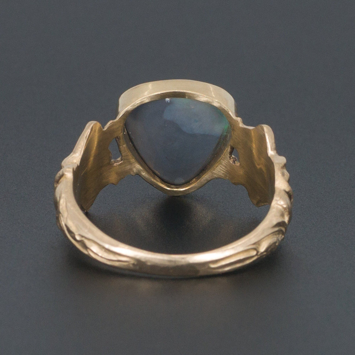 Black Opal Doublet Ring | 14k Gold Lady Ring - Trademark Antiques