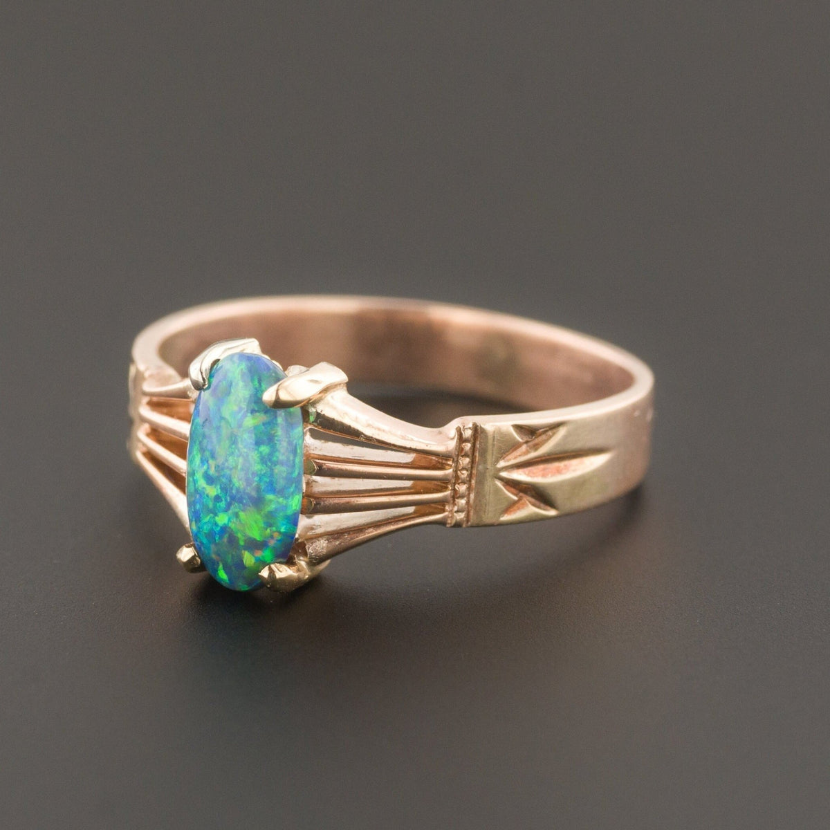 Black Opal Ring | 14k Gold Ring - Trademark Antiques