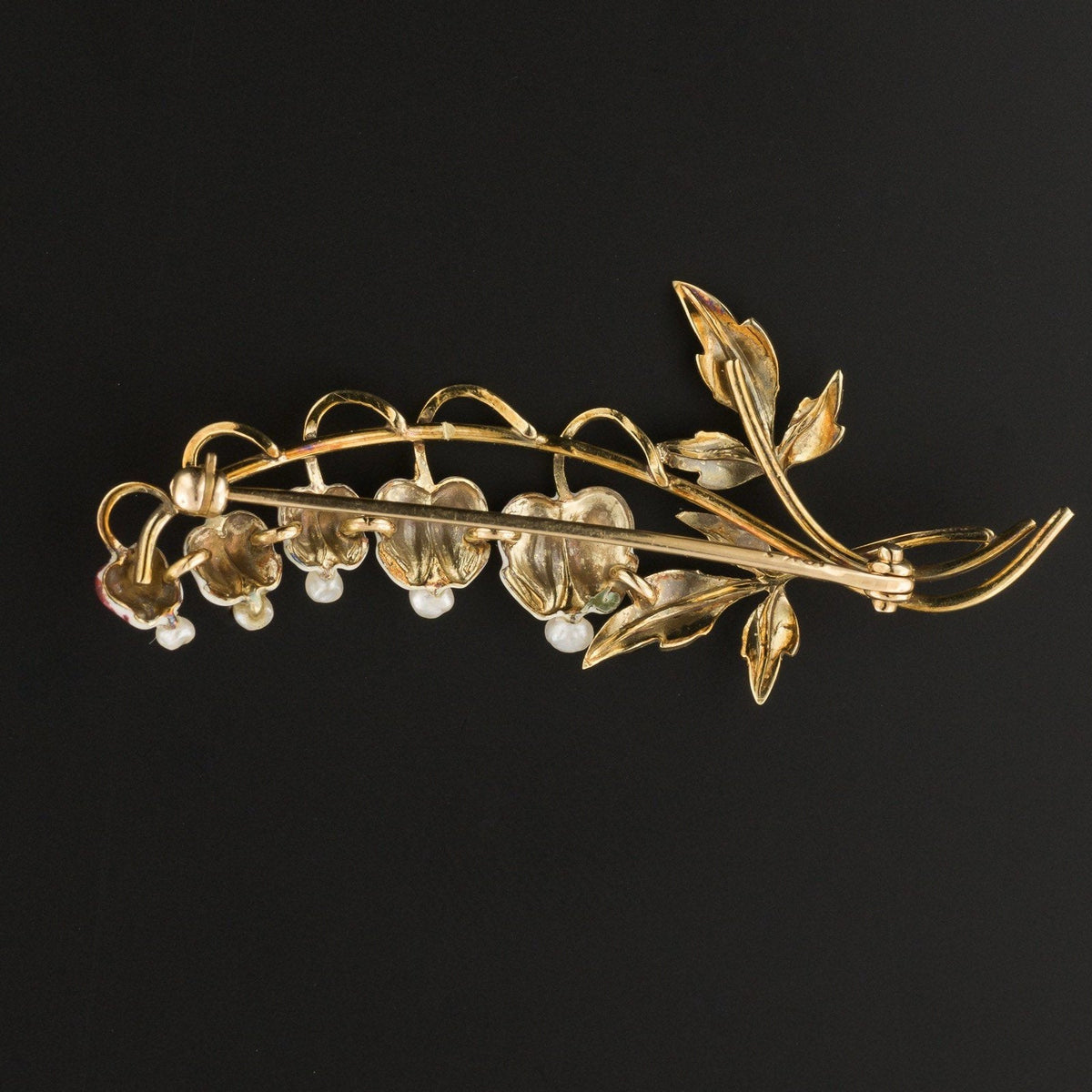 Bleeding Heart Flower Brooch | Enamel Flower Brooch - Trademark Antiques
