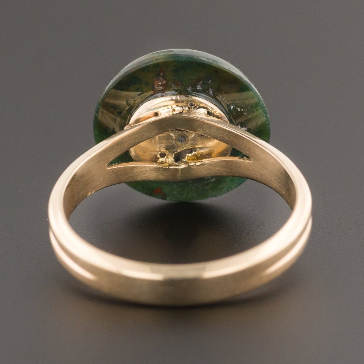 Bloodstone Ring | 14k Gold Bloodstone Ring with Ruby Star &amp; Diamonds - Trademark Antiques