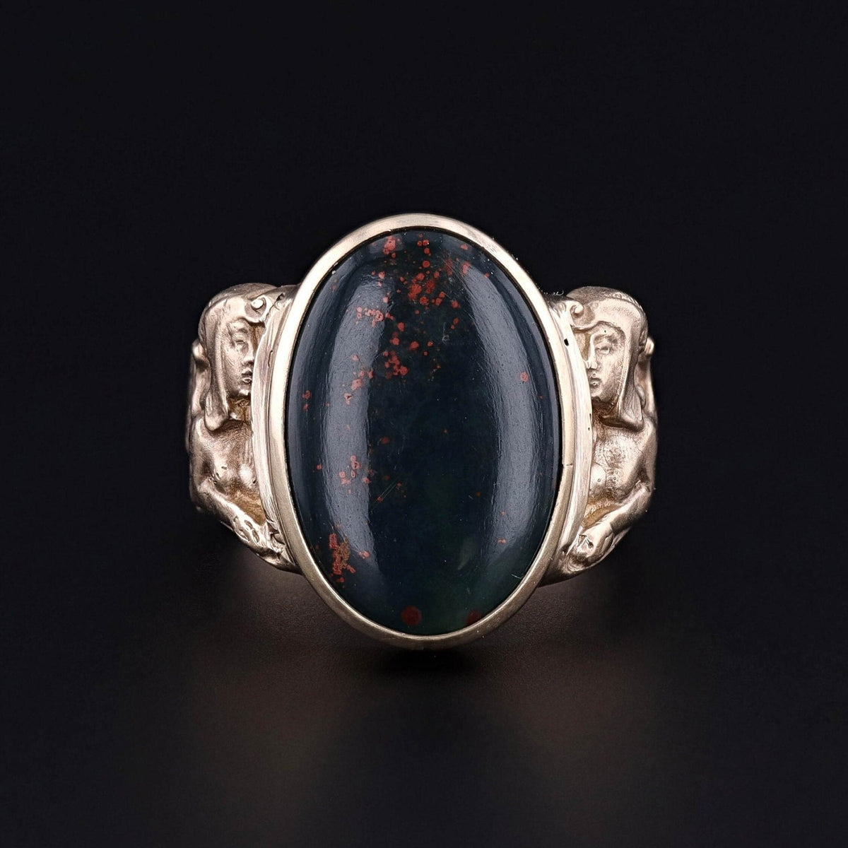 Bloodstone Sphinx Ring of 14k Gold - Trademark Antiques