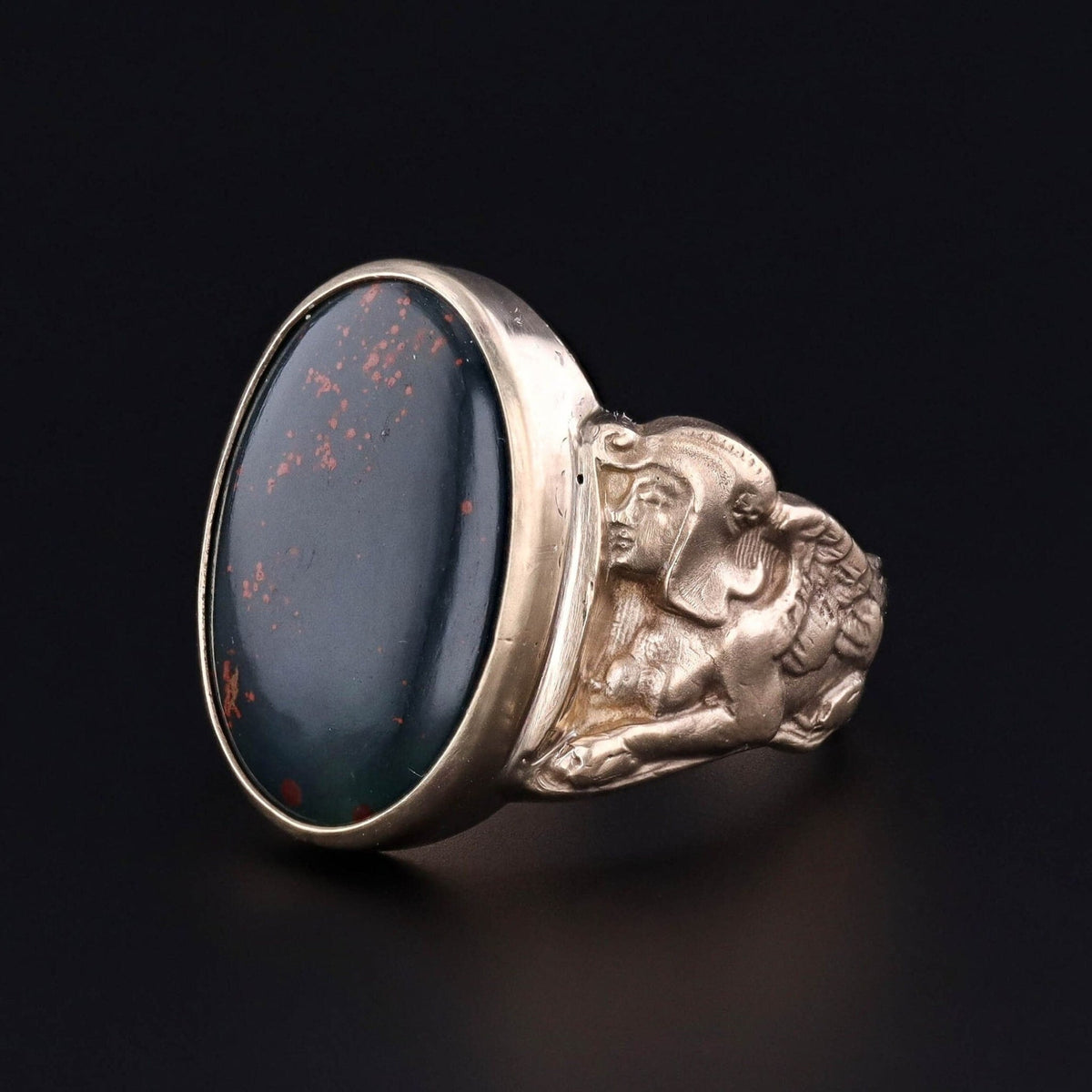 Bloodstone Sphinx Ring of 14k Gold - Trademark Antiques