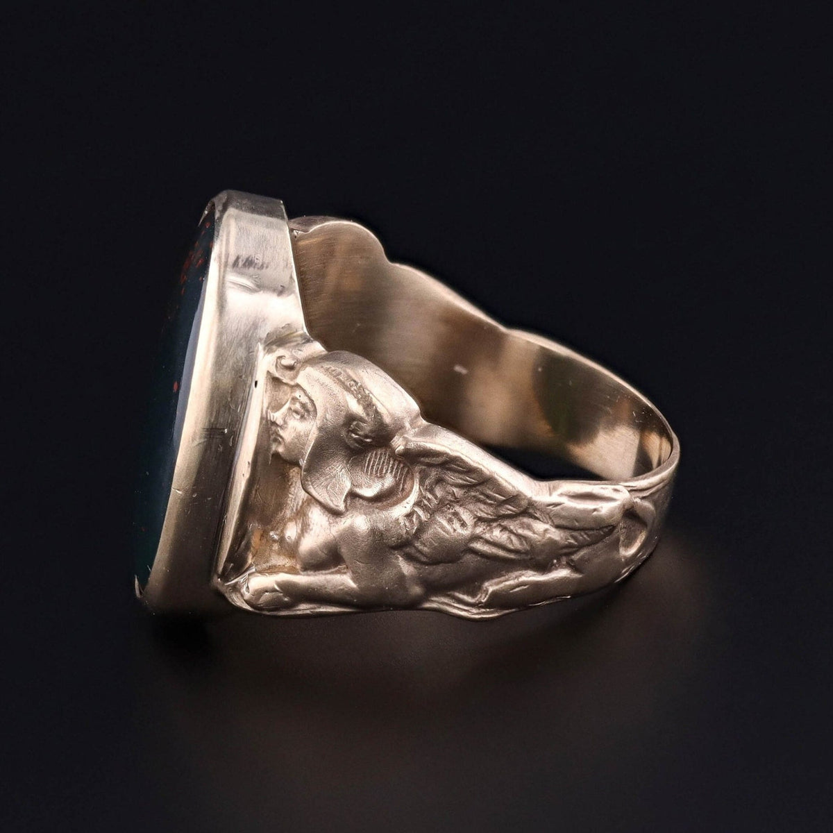 Bloodstone Sphinx Ring of 14k Gold - Trademark Antiques