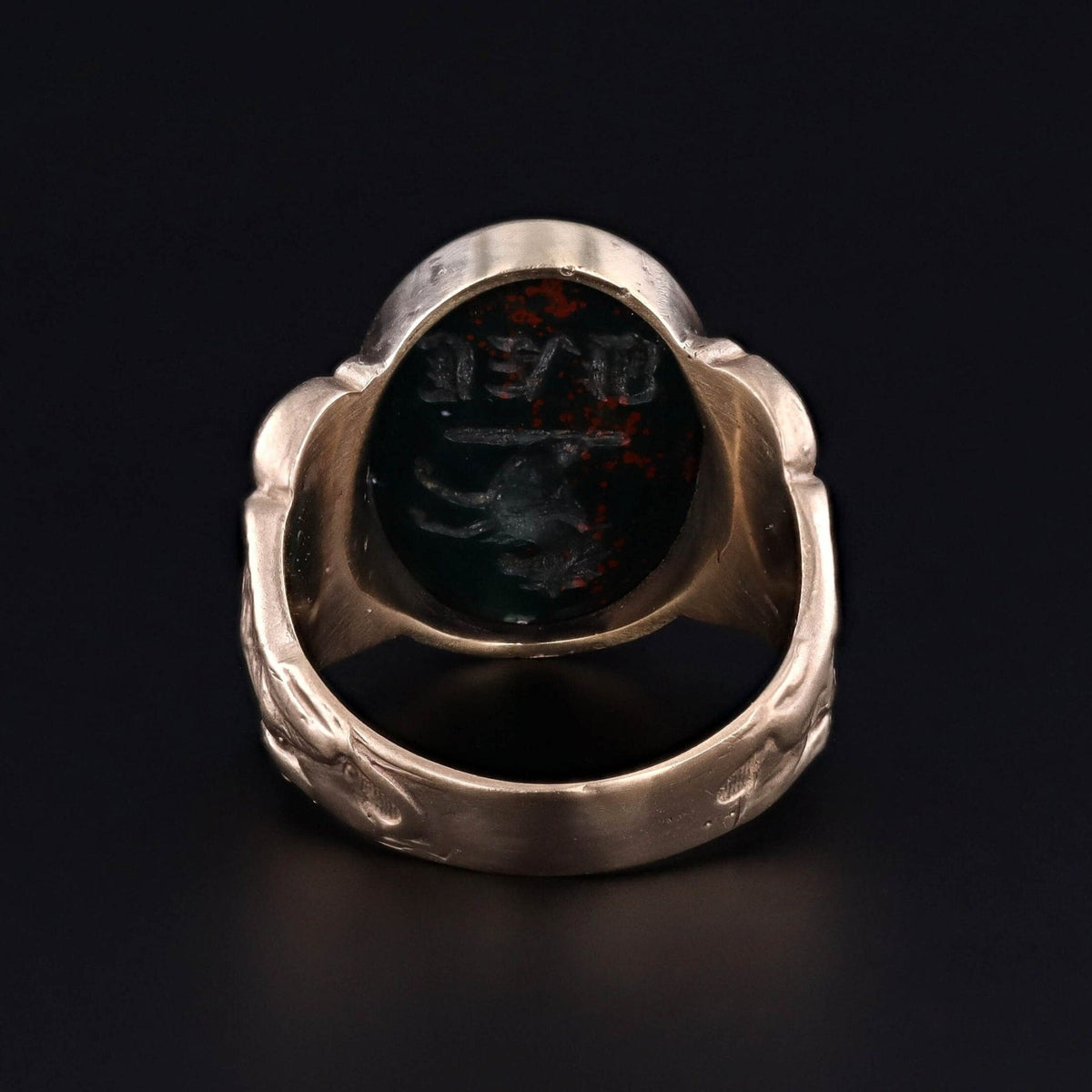 Bloodstone Sphinx Ring of 14k Gold - Trademark Antiques