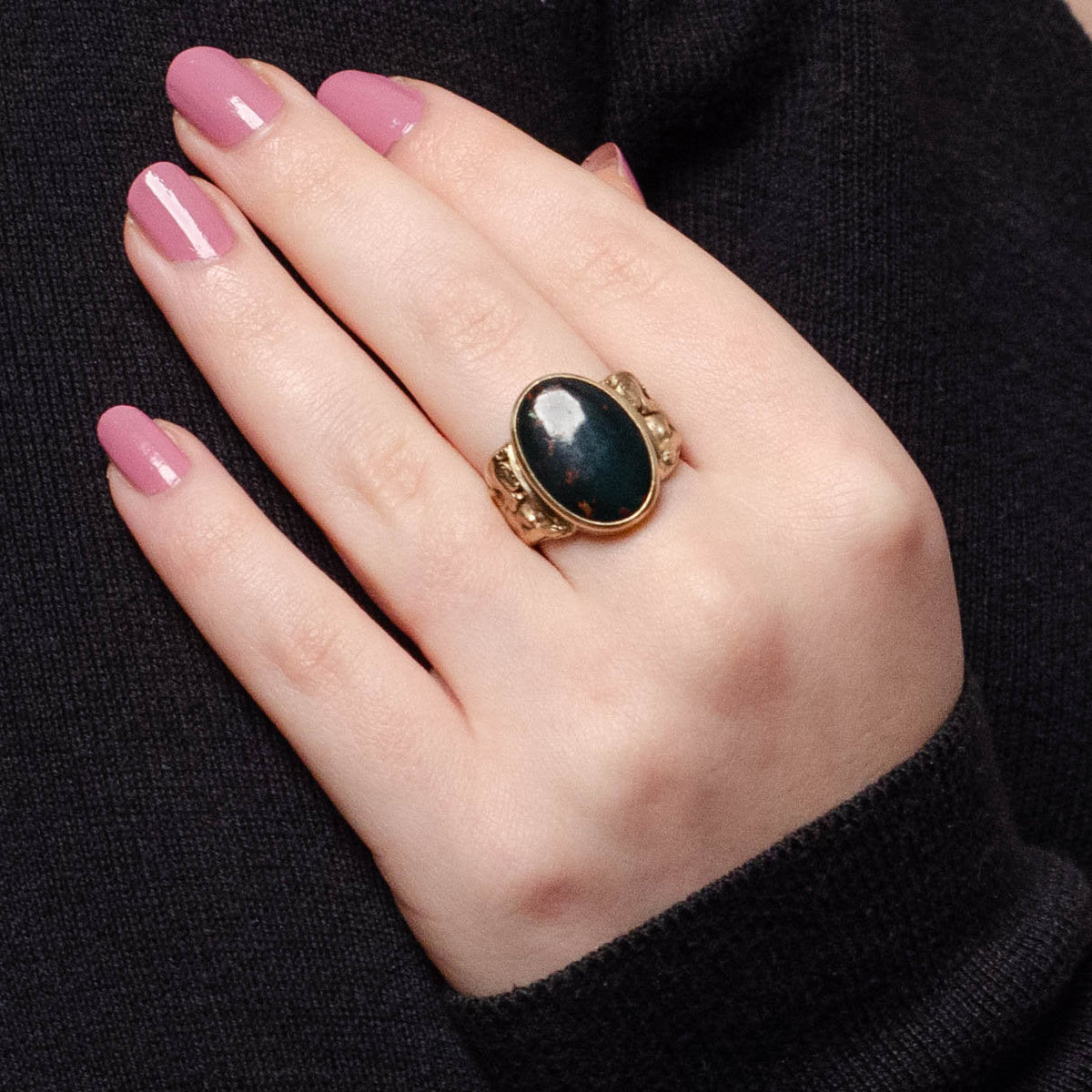 Bloodstone Sphinx Ring of 14k Gold - Trademark Antiques