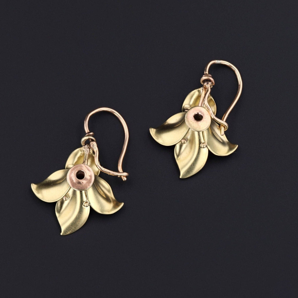Blue Enamel Flower Earrings | 14k Gold, Diamond &amp; Enamel - Trademark Antiques