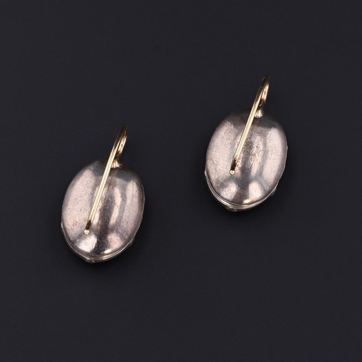 Blue Paste Earrings of Silver with Gold Ear Wires - Trademark Antiques