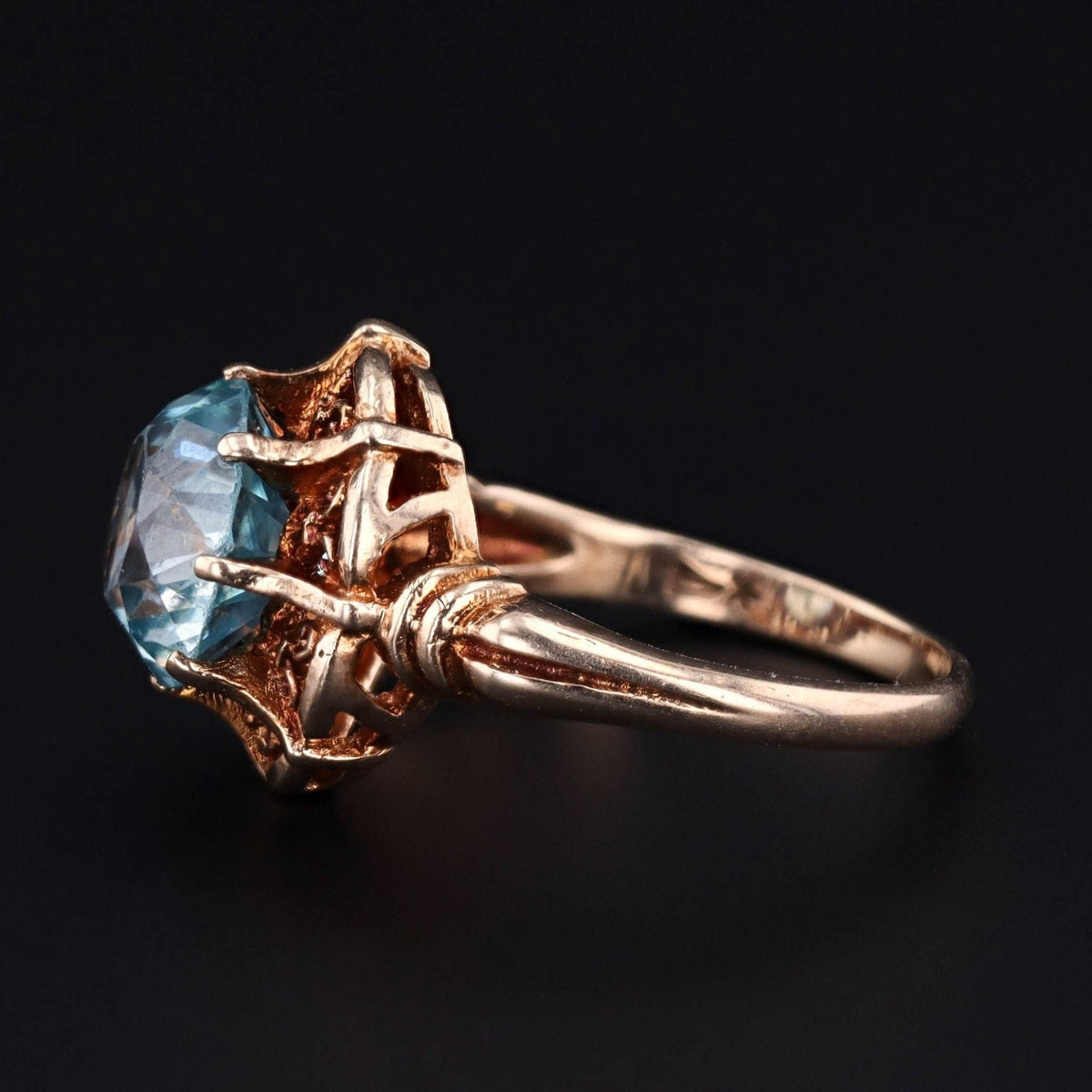 Blue Zircon Ring | Antique Blue Zircon Ring - Trademark Antiques