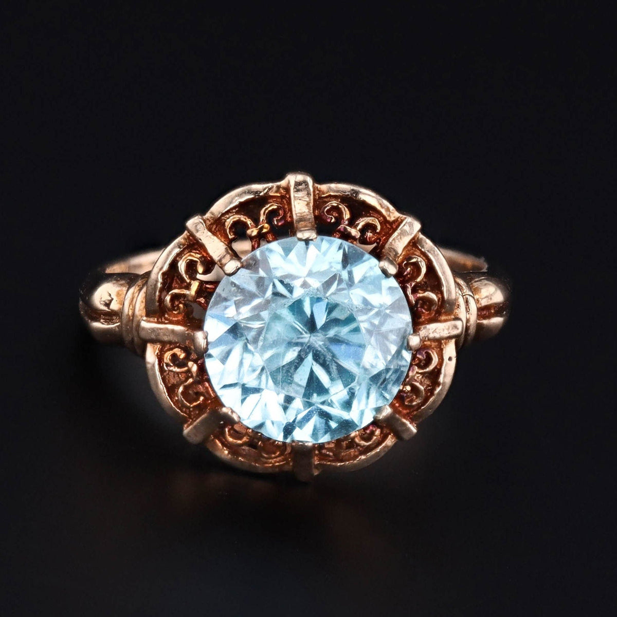 Blue Zircon Ring | Antique Blue Zircon Ring - Trademark Antiques