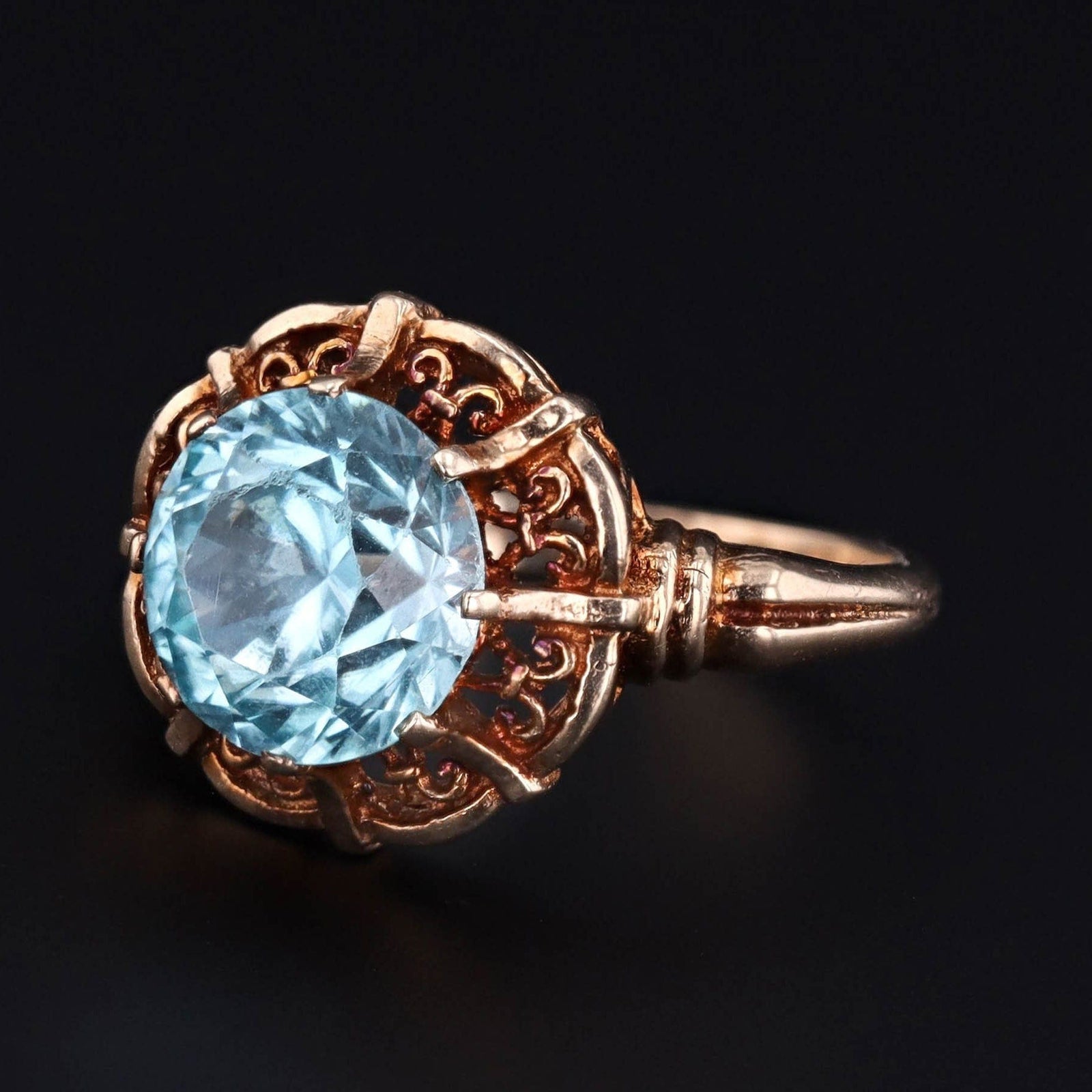 Blue Zircon Ring | Antique Blue Zircon Ring - Trademark Antiques