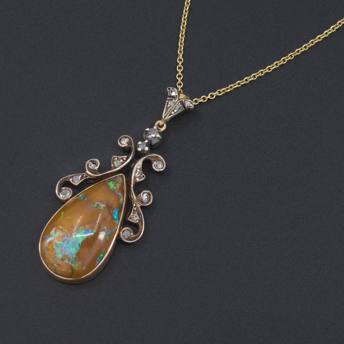 Boulder Opal and Diamond Pendant | Antique Opal Pendant - Trademark Antiques